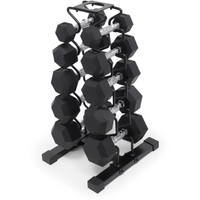 Marcy 150lb Rubber Hex Dumbbells with Rack