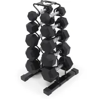 Marcy 150lb Rubber Hex Dumbbells with Rack