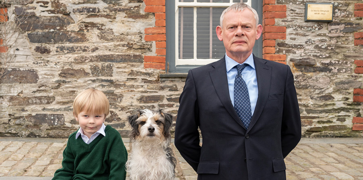 Doc Martin stars Martin Clunes, Elliott Blake and Chicken the Dog