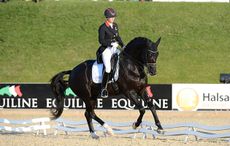 Laura TOMLINSON riding DUVALS CAPRI SONNE JR; 2nd in the Dressage Competition at Bolesworth CSI **** International, at Bolesworth Castle, Tattenhall, near Chester on the 18th June 2015