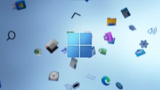 Microsoft windows 11 logo with apps everywhere