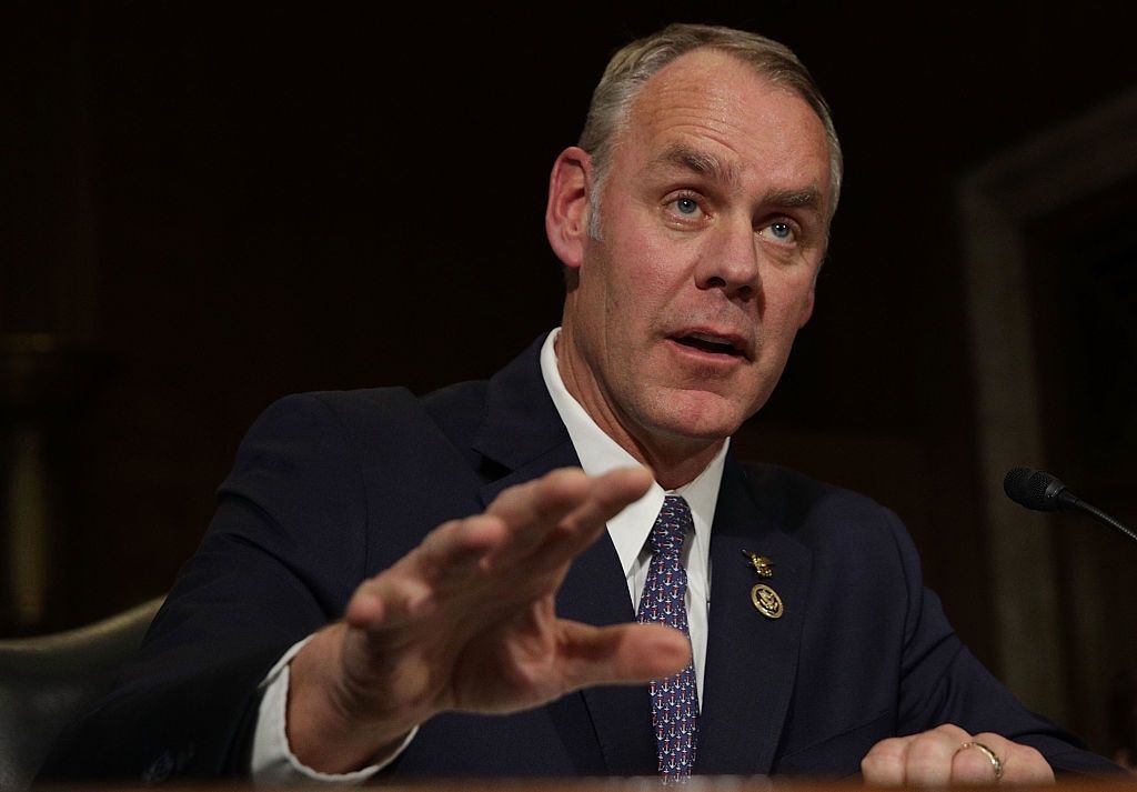 The nominee for U.S. Secretary of Interior, Rep. Ryan Zinke (R-MT), testifies during his confirmation hearing on Jan. 17, 2017, on Capitol Hill in Washington, DC. 