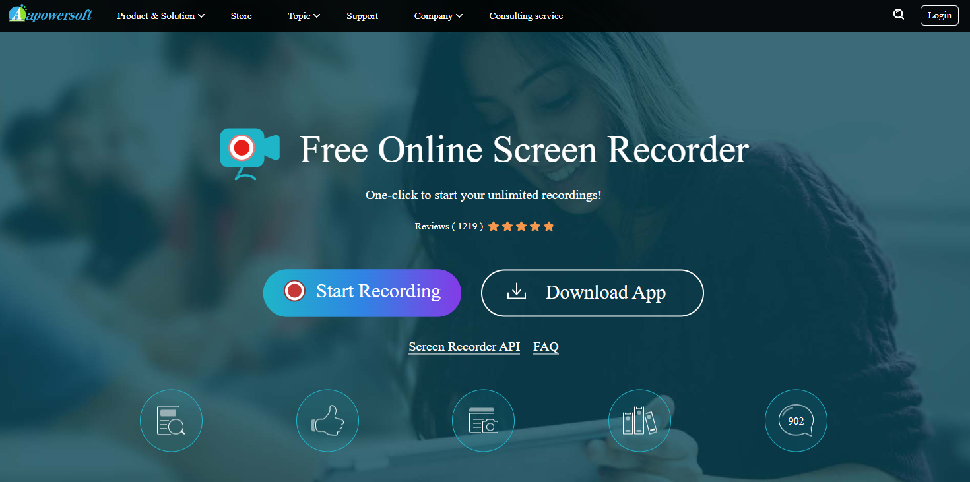 Screenshot of Apowersoft Free Online Screen Recorder homepage