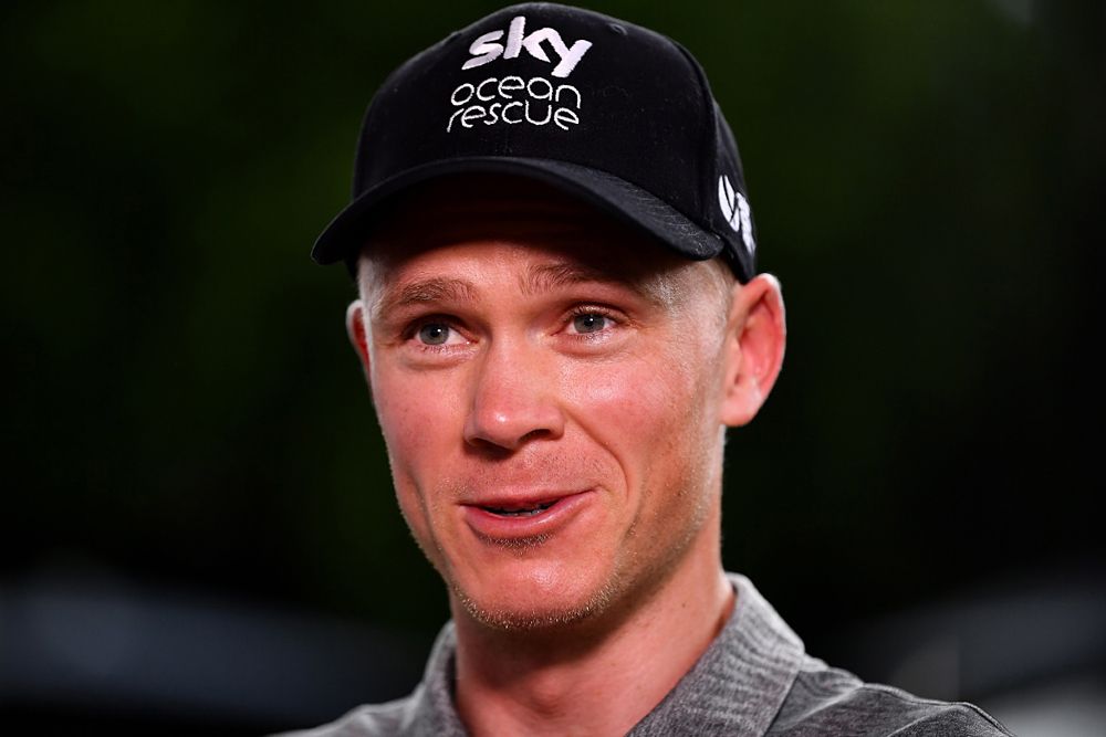 Chris Froome (Team Sky) meets with the press ahead of the Grand Depart at the 2018 Tour de France