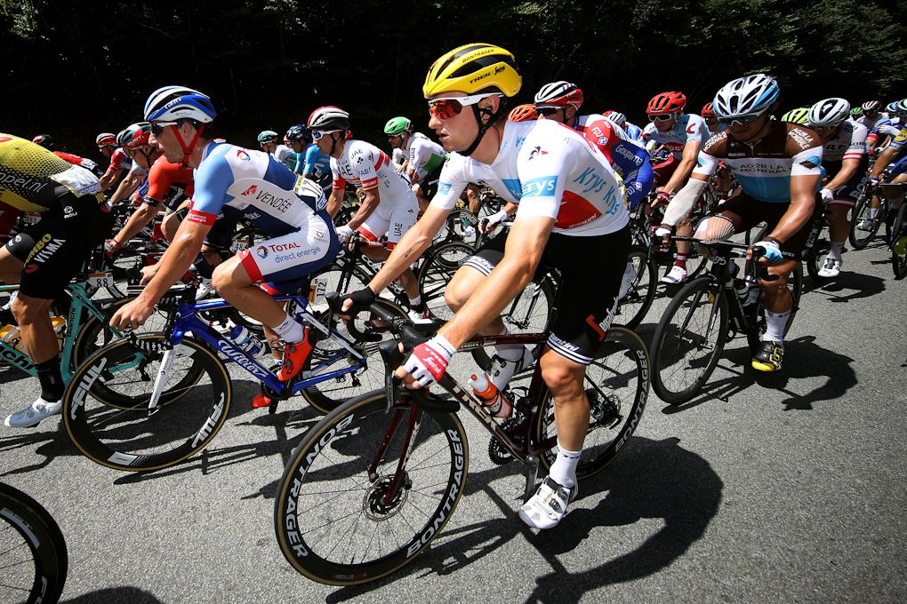 Giulio Ciccone in the white jersey during stage 10 at the Tour de France