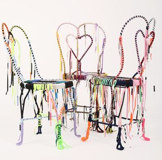 chairs re-imagined with nylon shoe laces