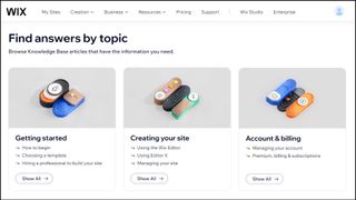 Wix support page screenshot
