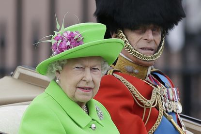 Queen Elizabeth II in neon green
