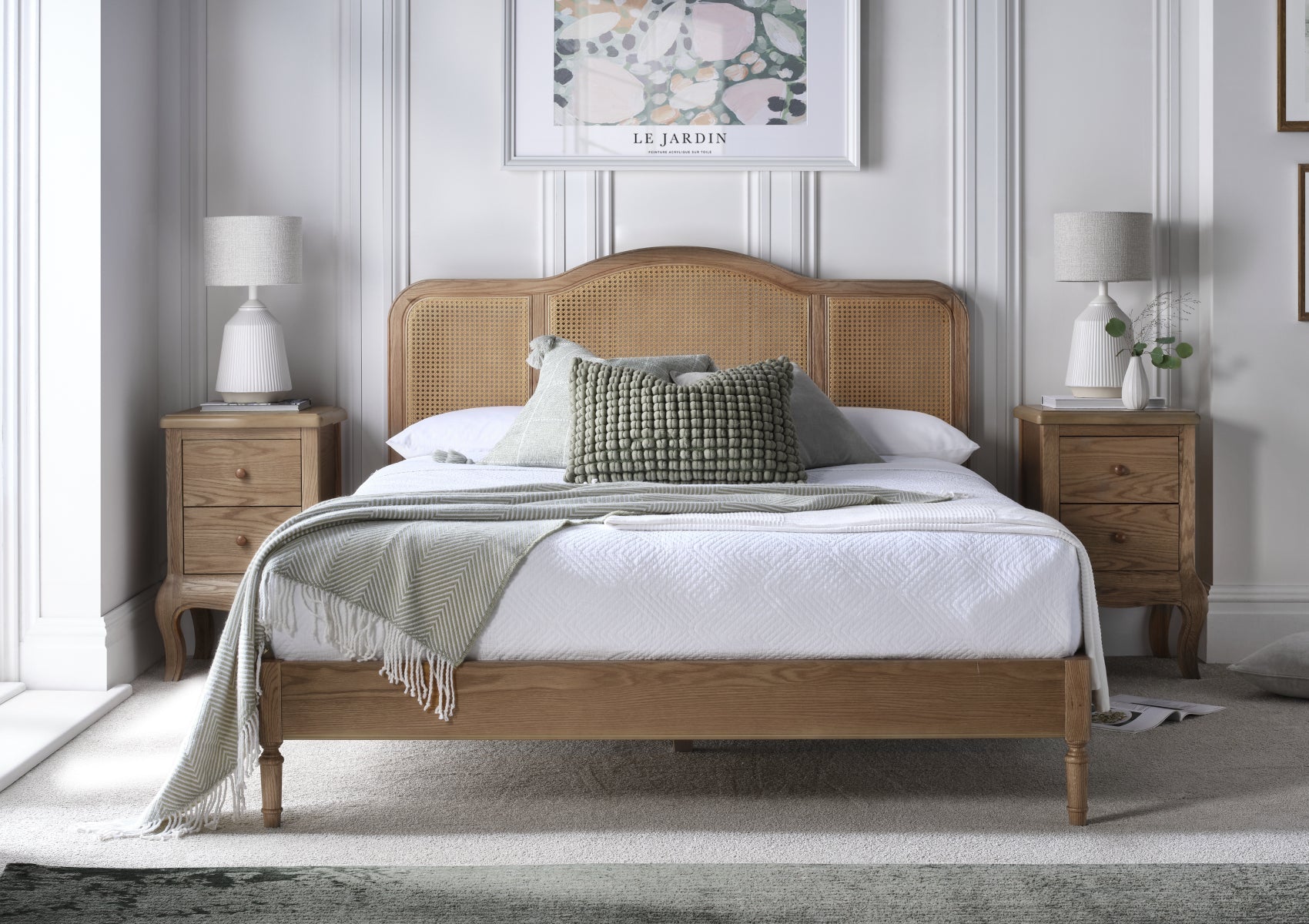 Signature French Rattan Oak Finish Bed Frame