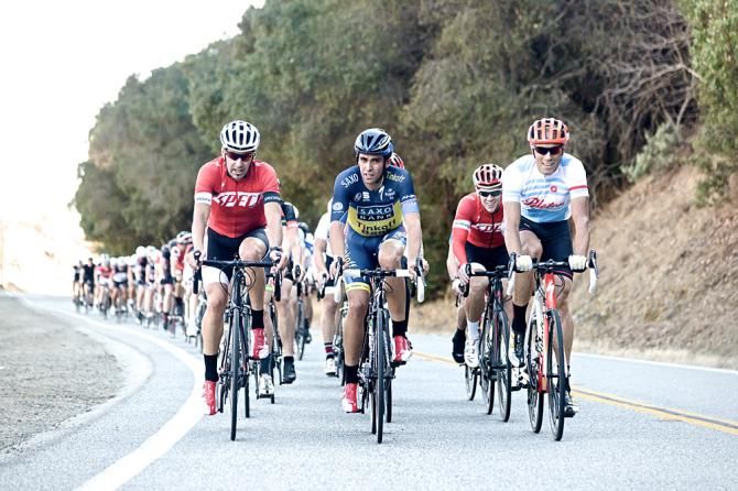 Alberto Contador (Saxo Bank) took time out to ride with the Specialized staff
