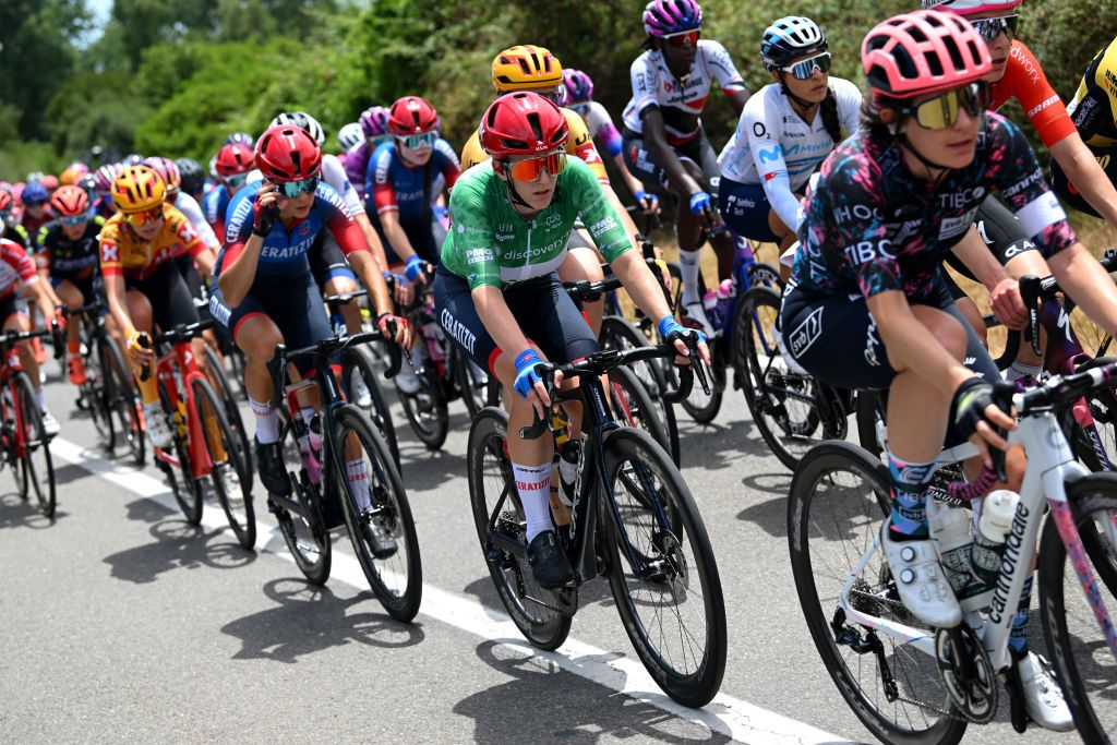 OLBIA ITALY JULY 02 Franziska Braue of Germany and Ceratizit WNT Pro Cycling Team Blue Mountain Jersey competes during the 33rd Giro dItalia Donne 2022 Stage 3 a 1134km stage from Cala Gonone to Olbia GiroDonne UCIWWT on July 02 2022 in Olbia Italy Photo by Dario BelingheriGetty Images