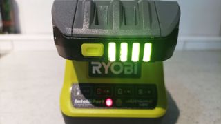 Close up of 18V ONE+ Lithium+ 1 x 2.0Ah Battery & 2.0A Charger Kit