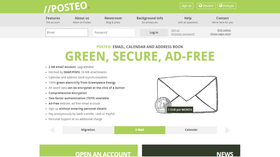 Website screenshot for Posteo