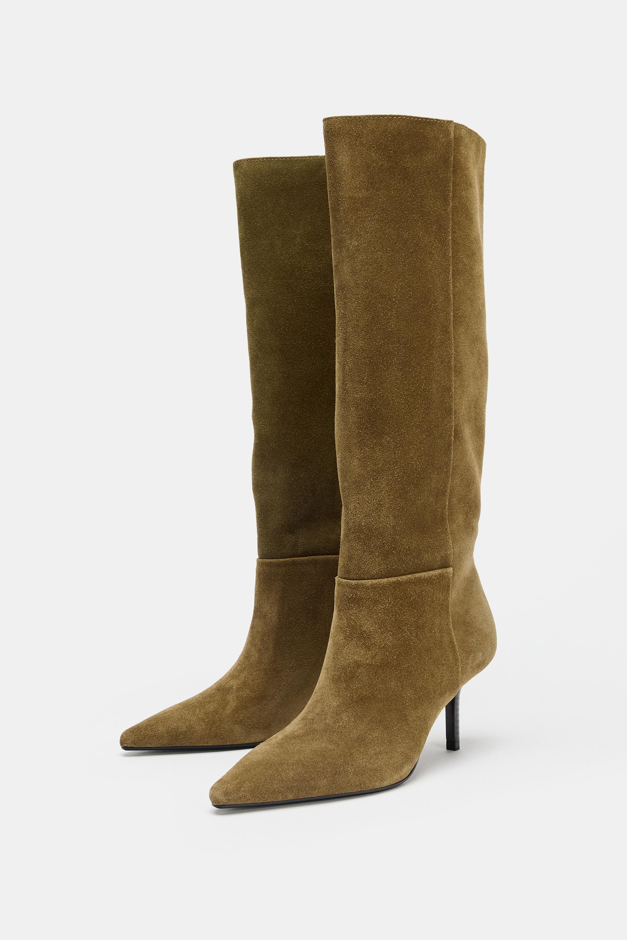 Split Suede Stiletto Heel Boots