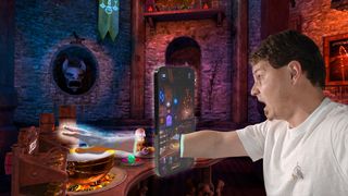 Transporting my hand through a phone in Waltz of the Wizard