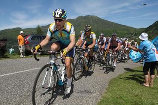 Levi Leipheimer (Astana) leads teammate Lance Armstrong in Tour de France stage eight.