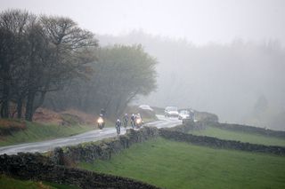 Climbing the last section out of Ewden Bank after the 25% descent to the hairpins where Boonen and Russ Downing crashed in the Tour of Britain in similar damp conditions.
