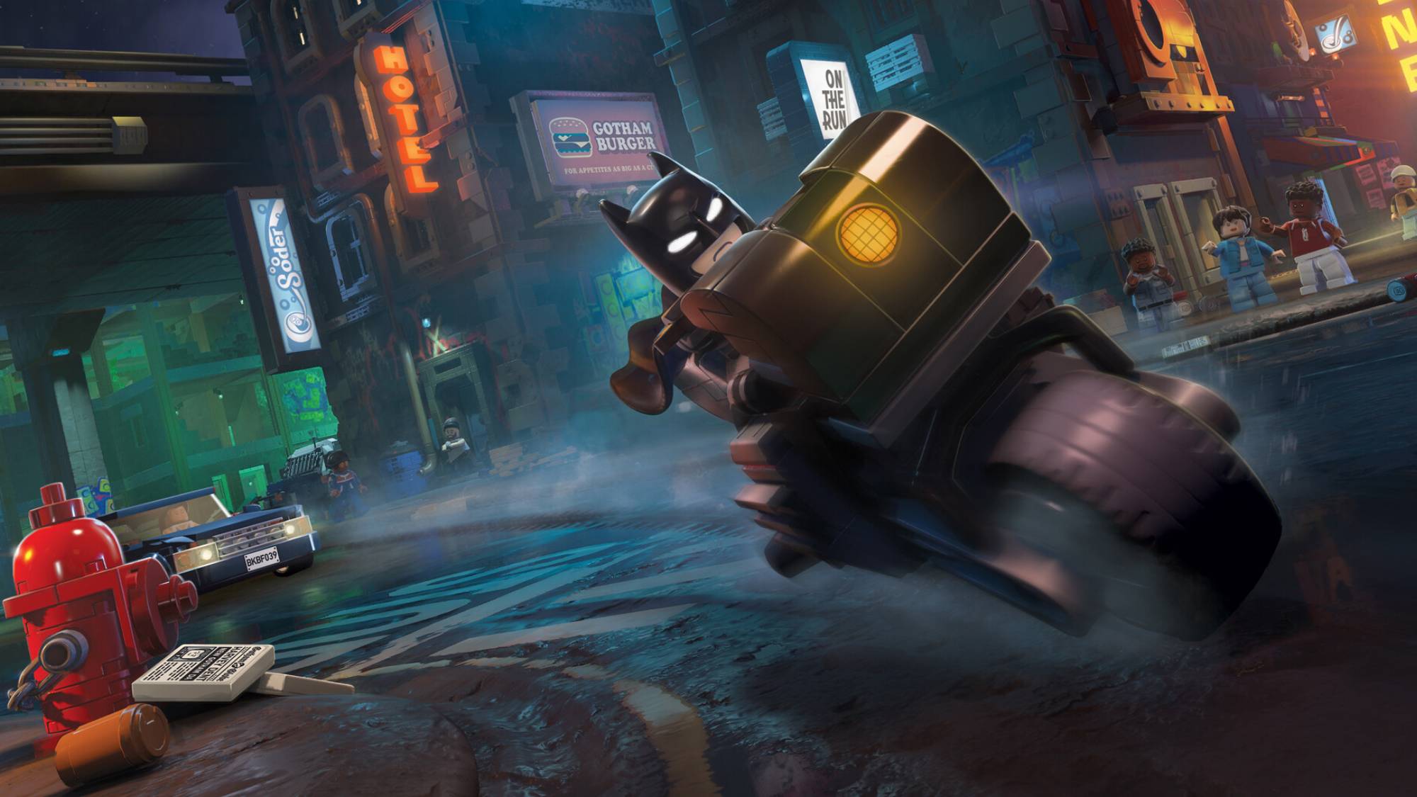Lego Batman: Legacy of the Dark Knight image showing Batman on a motorcycle