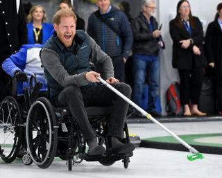 Prince Harry, Duke of Sussex attends the Invictus Games One Year To Go Winter Training Camp at Hillcrest Community Centre on February 16, 2024 in Vancouver, Canada.