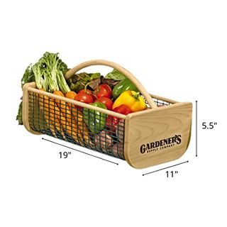 Gardeners Supply Company Large Garden Hod Harvest Basket | Versatile Gardening Fruits & Vegetables Gathering Basket | Natural Smooth Pine - Maple Frame & Coated Mesh | Easy to Use - 9