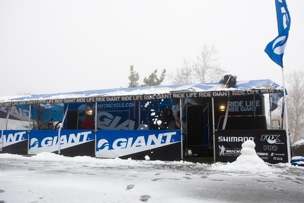 The Giant team camp and presentation was buried in snow, despite being in Tehachapi, California. This rig will visit downhill and cross country races nationwide.