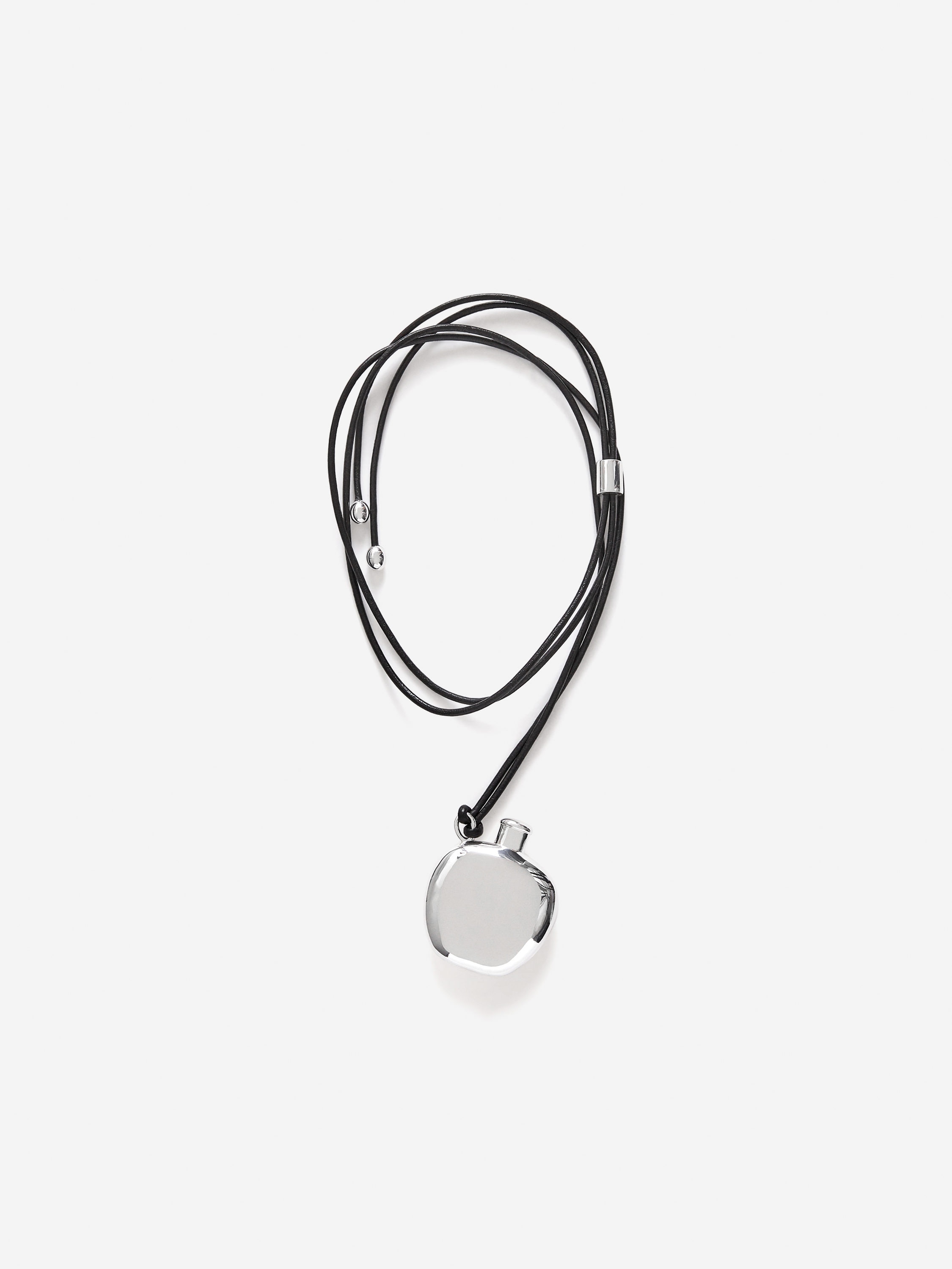 Leather Cord Pendant Necklace &amp;ndash; Silver/black &amp;ndash; Arket Gb
