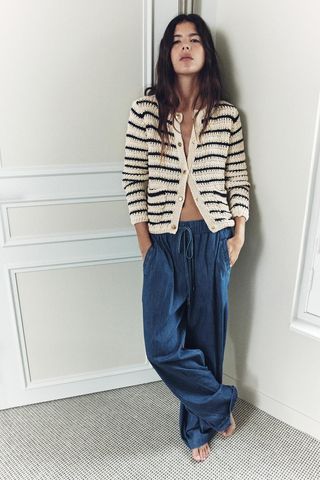Zara, Striped Knit Cardigan