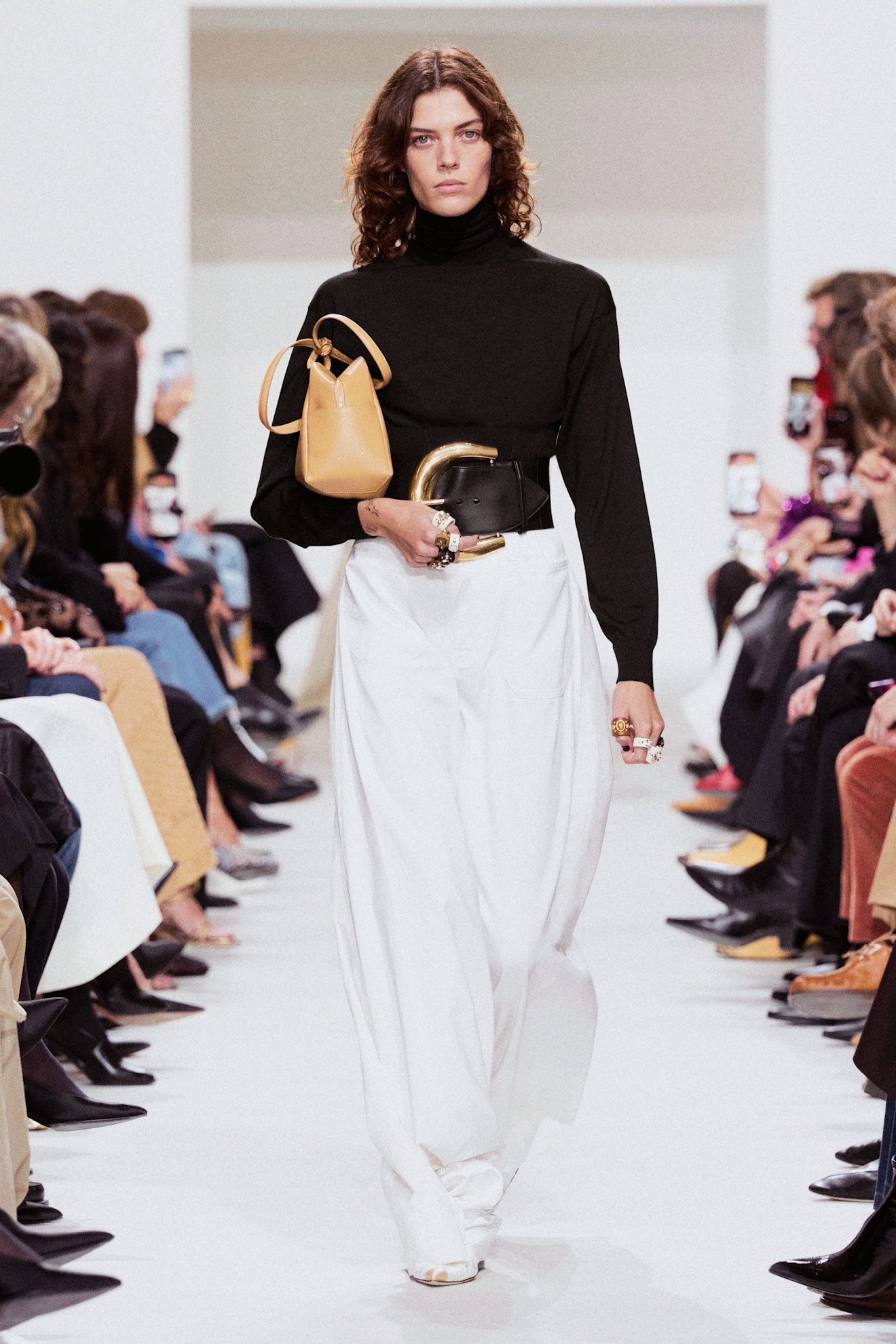 A model wore a statement belt on the Celine Spring 2027 runway