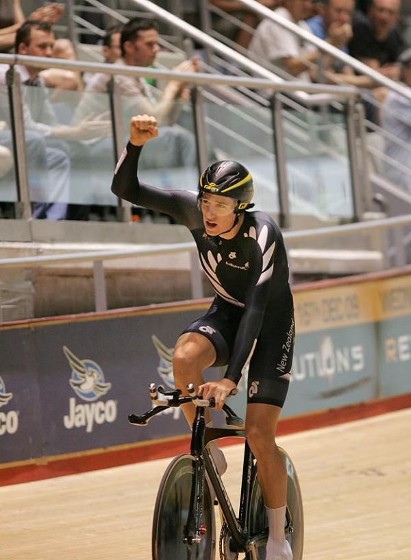 Jesse Sergent (New Zealand) enjoys the moment after winning the Men's Individual Pursuit.
