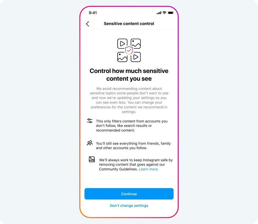 Instagram content restrictions for teens