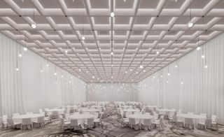 White dining room at Taoxichuan hotel in china by David Chipperfield Architects.