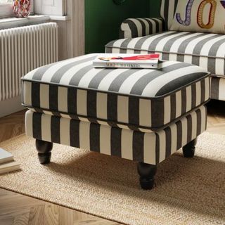 striped black and white ottoman