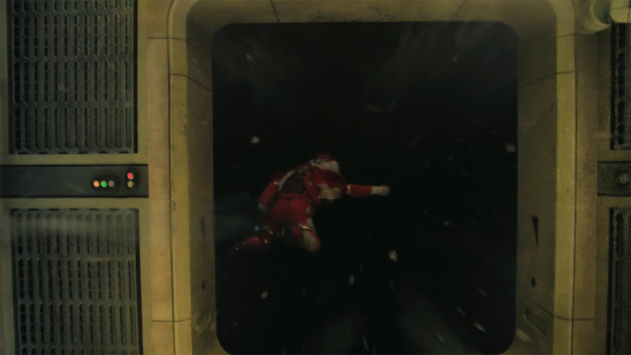 Dawn wearing a spacesuit and being sucked into space in Foundation season 3 episode 5