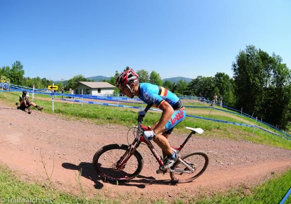 A Belgian rider on the long fire road climb