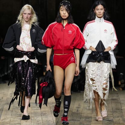 models wear an upcoming Adidas Originals x Simone Rocha collaboration on the Fall 2026 Simone Rocha runway