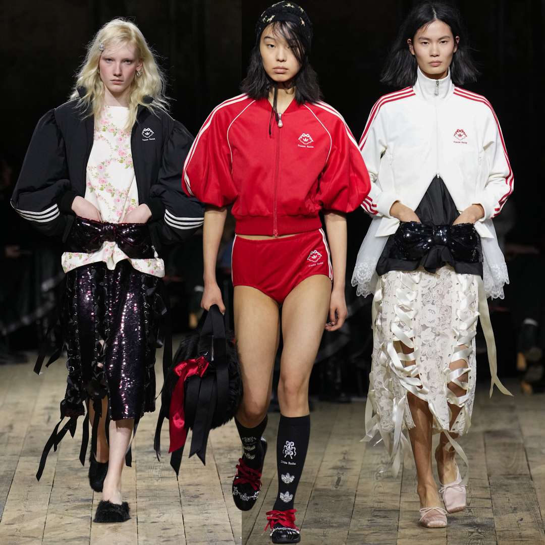 models wear an upcoming Adidas Originals x Simone Rocha collaboration on the Fall 2026 Simone Rocha runway