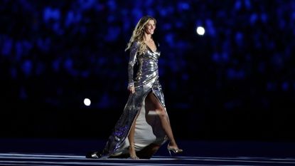 Gisele in a silver gown at the Olympics opening.
