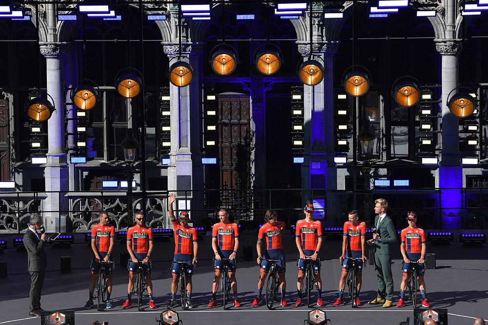 Bahrain-Merida at the team presentation at the Tour de France