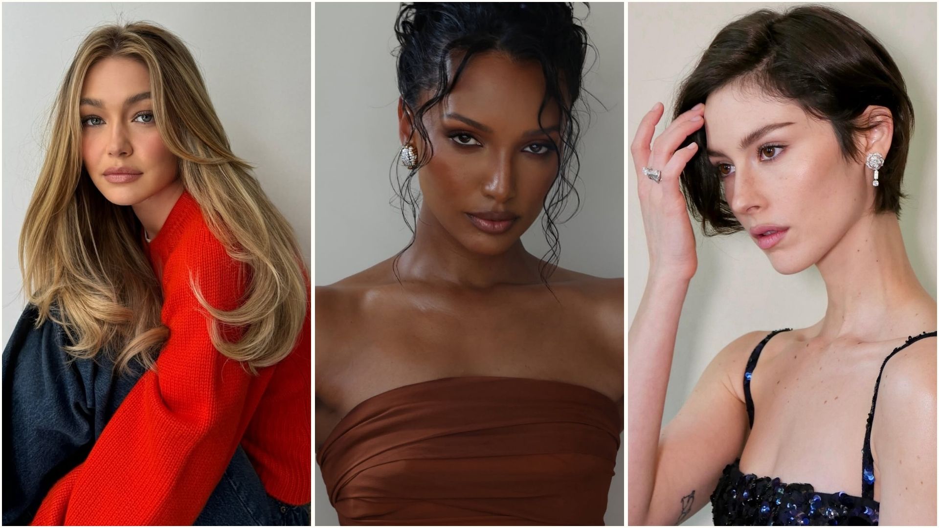 A collage featuring Gigi Hadid, Jasmine Tookes and Gracie Abrams