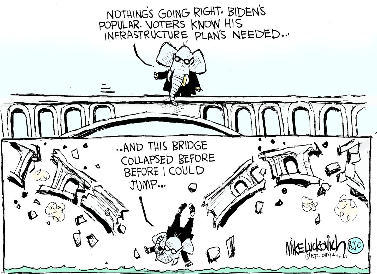 Political Cartoon U.S. gop biden infrastructure