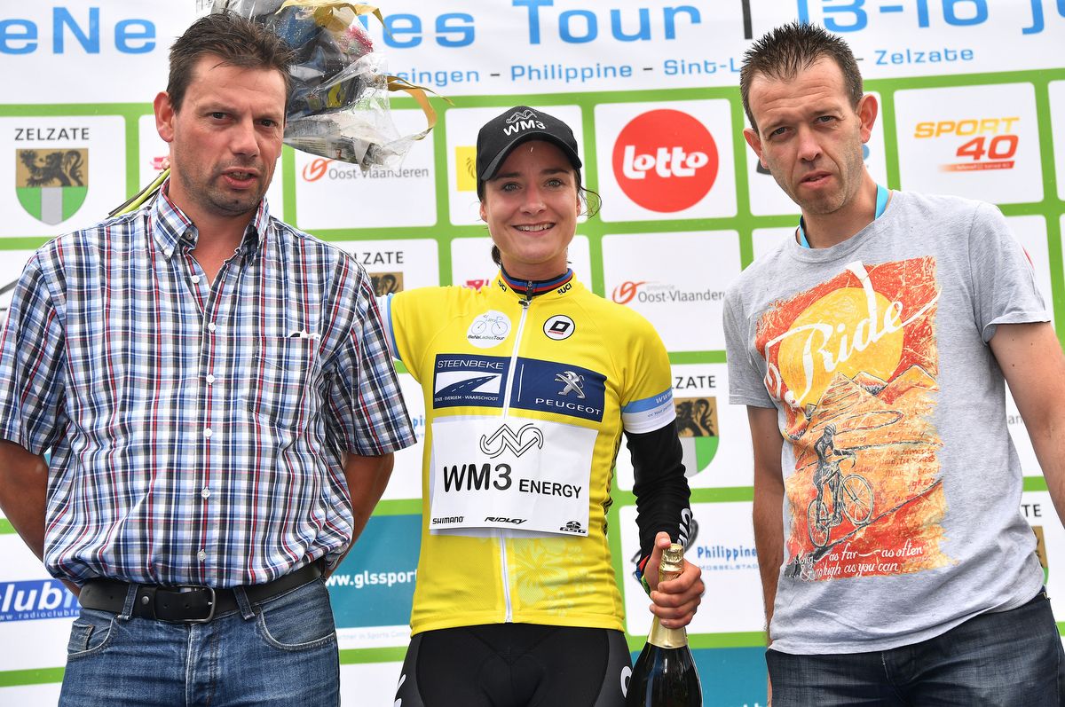 Marianne Vos (WM3 Pro Cycling) in the QOM jersey
