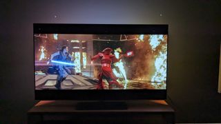 Philips OLED808 with Star Wars The Last Jedi on screen