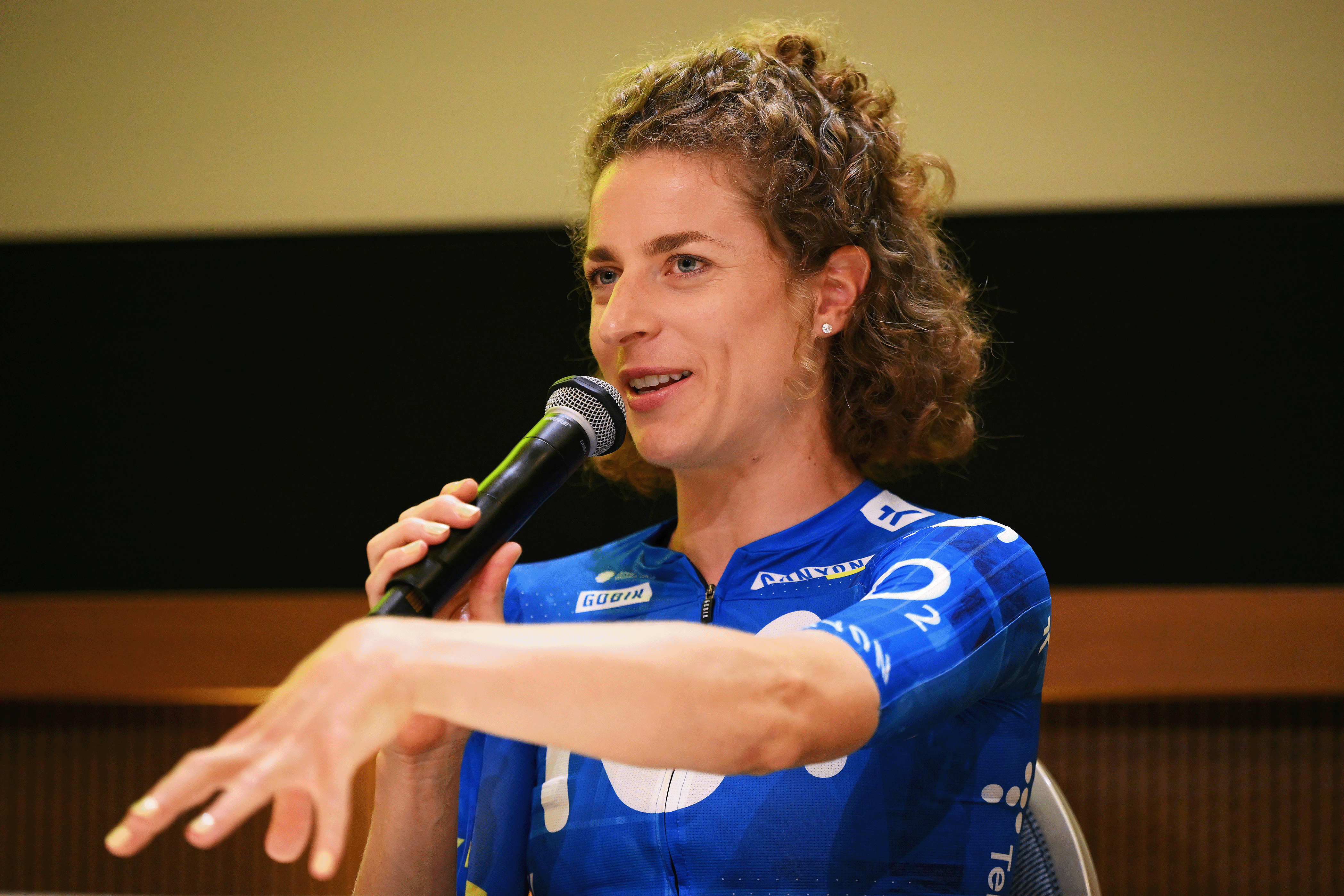 Marlen Reusser of Switzerland and Team Movistar meets the media press during the 5th Tour de France Femmes 2026, Press conference / #UCIWWT / on July 31, 2026 in Lausanne, France. (Photo by Alex Broadway/Getty Images)