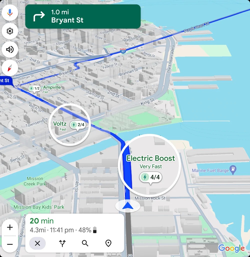 Google Maps AI EV charging