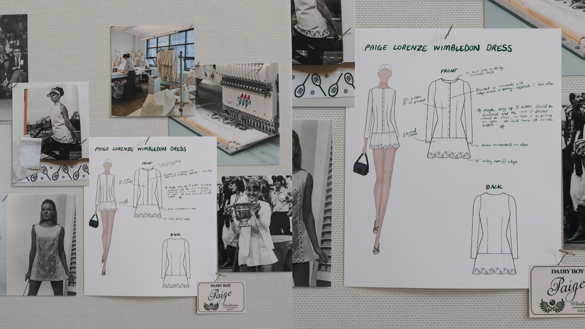 Sketches of a dress.