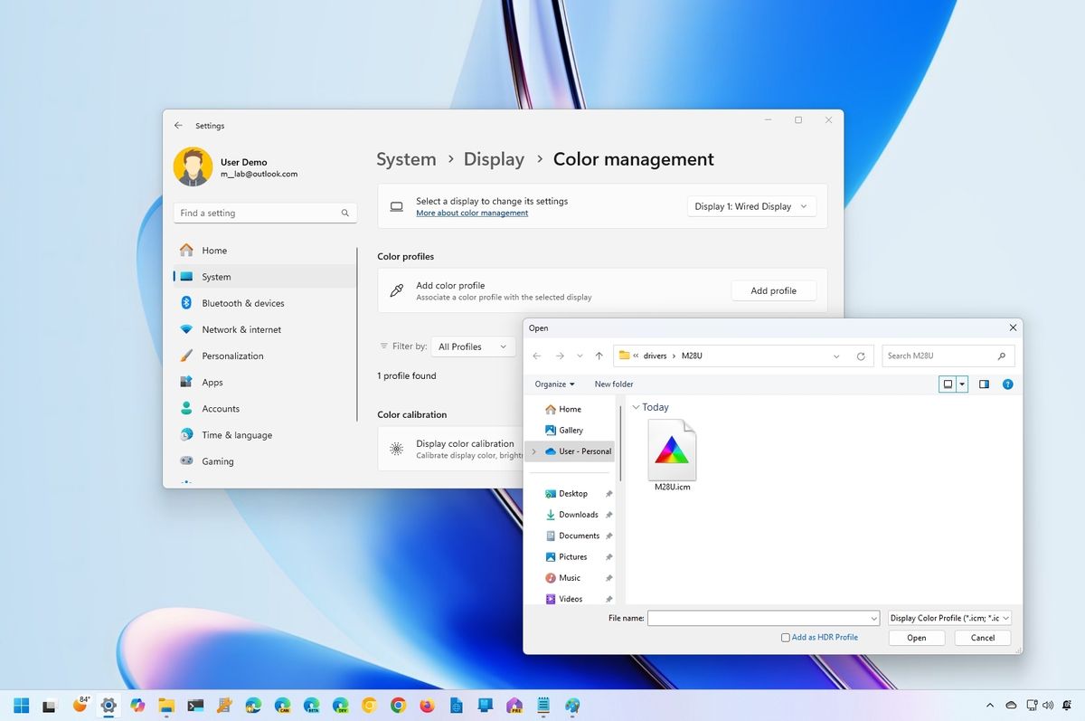 Configure color profile