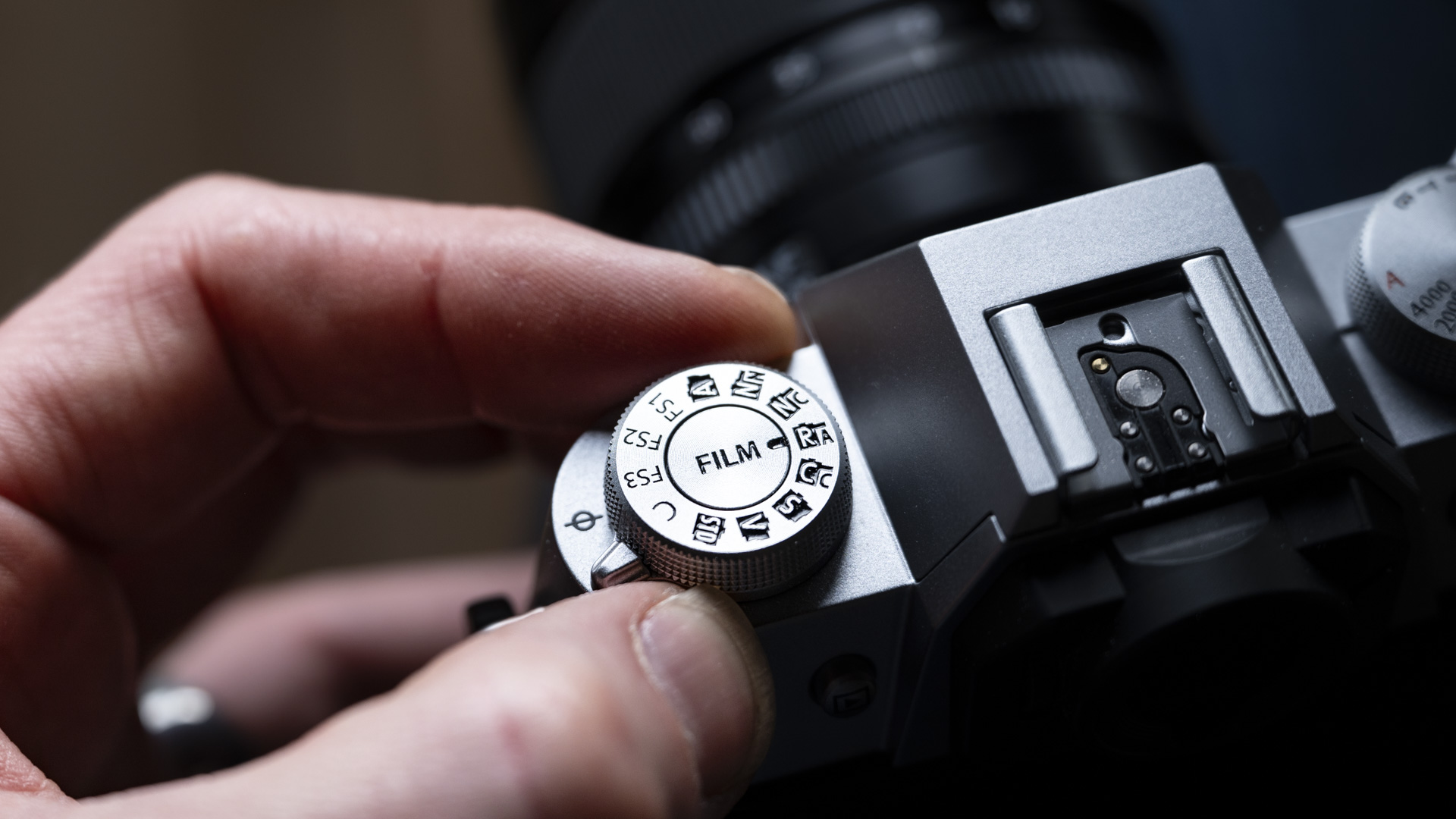 Fujifilm X-T50 camera's film simulation dial