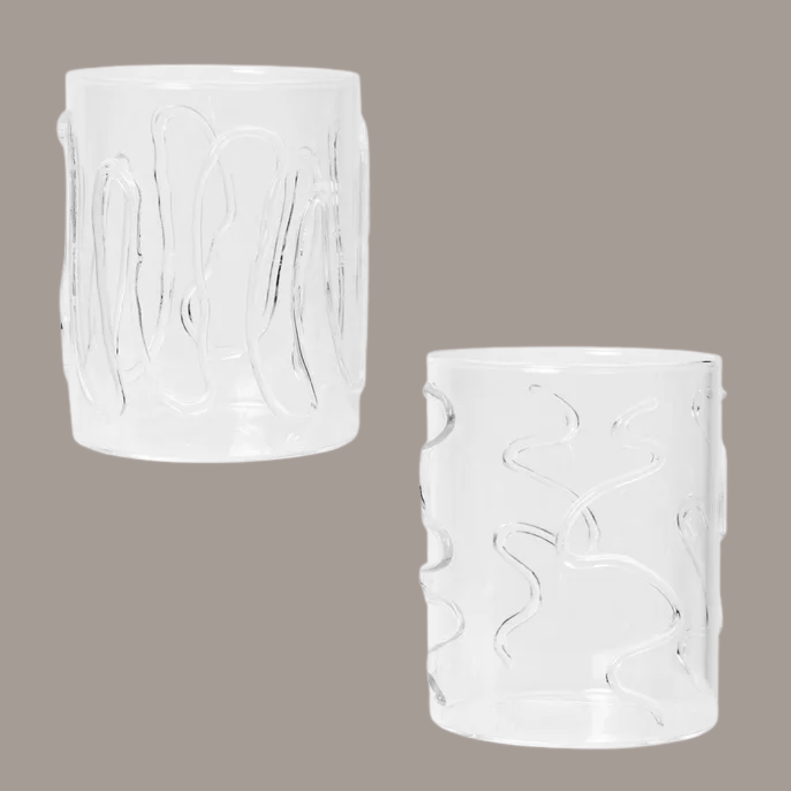 Ferm Living, Doodle Drinking Glass Tall 2-Pack, 35 Cl