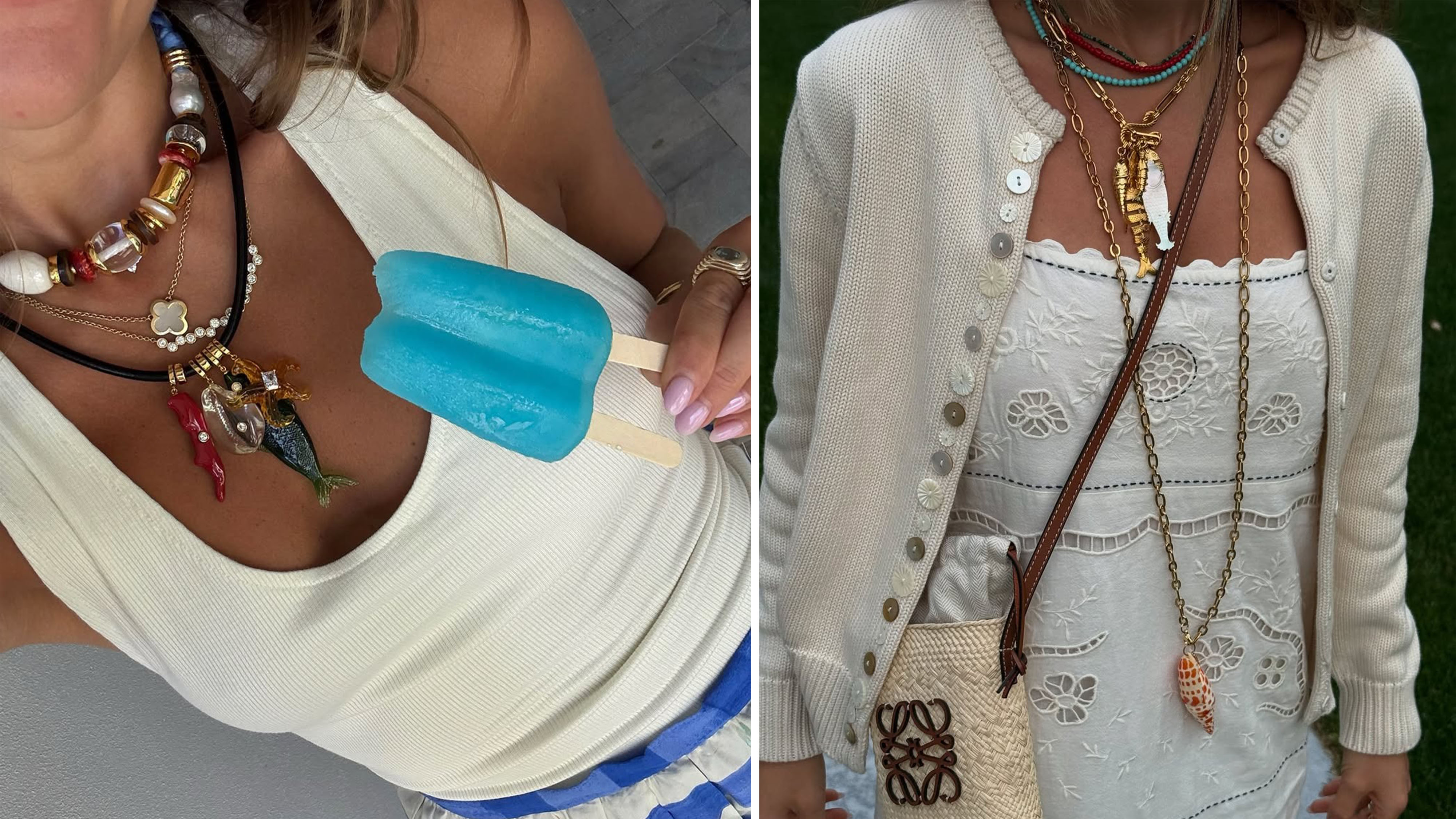 Woman with layered vacation jewelry