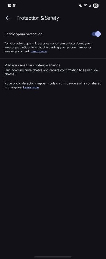 sensitive content warnings on Google Messages